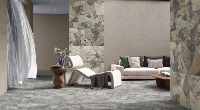 hospitality or residential living area with Visual Touch on floors and walls