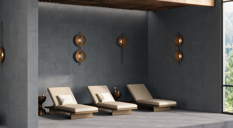 Sand Garden on floors and walls of spa