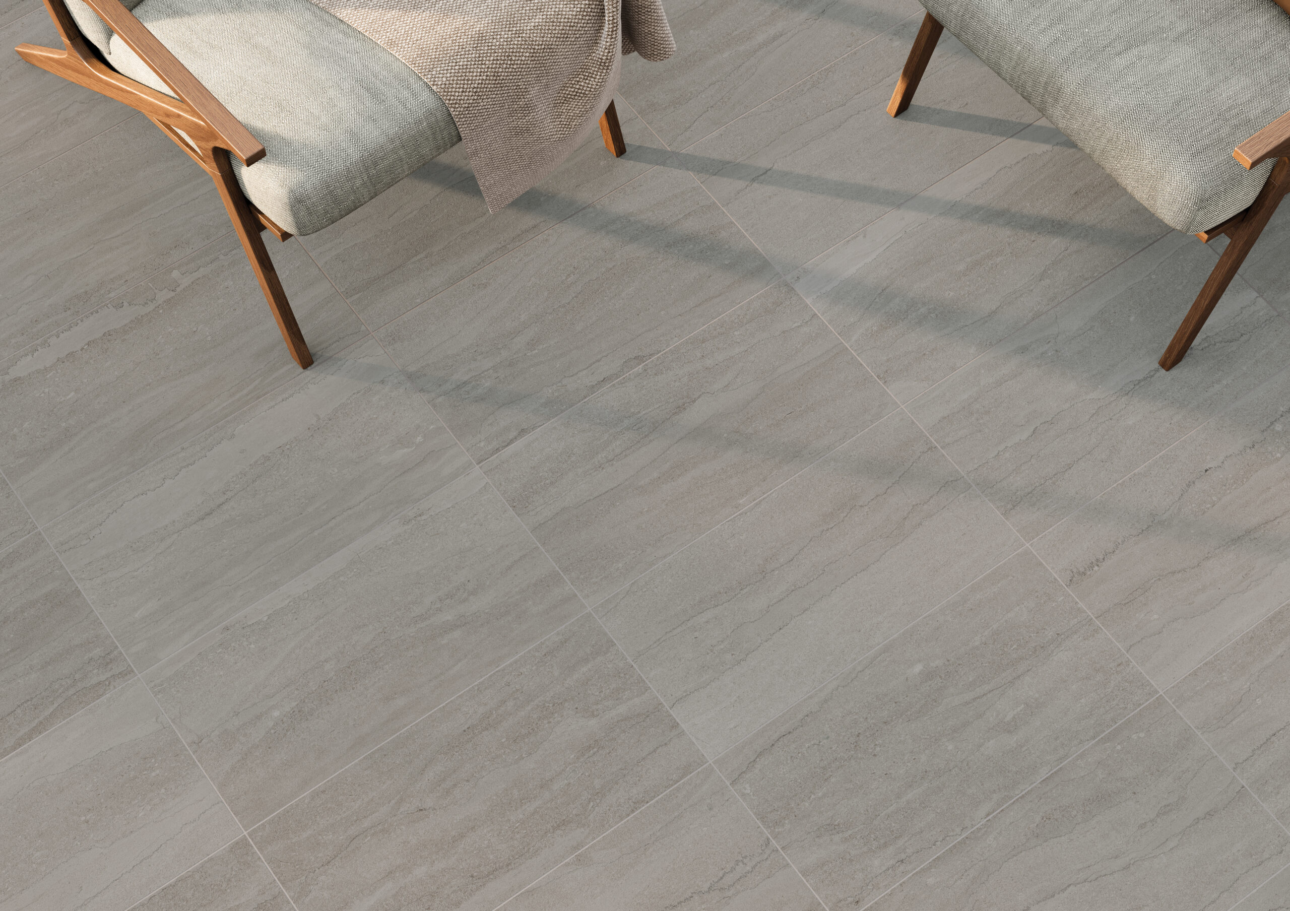 Portland cliff rectified tile floor detail shot