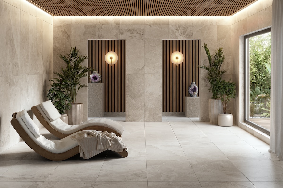 Cleve with FeatherSoft finish on floor and walls of hotel spa