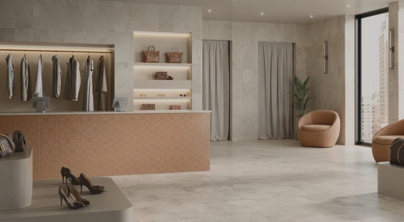 Cleve with FeatherSoft finish on floor and walls of retail boutique