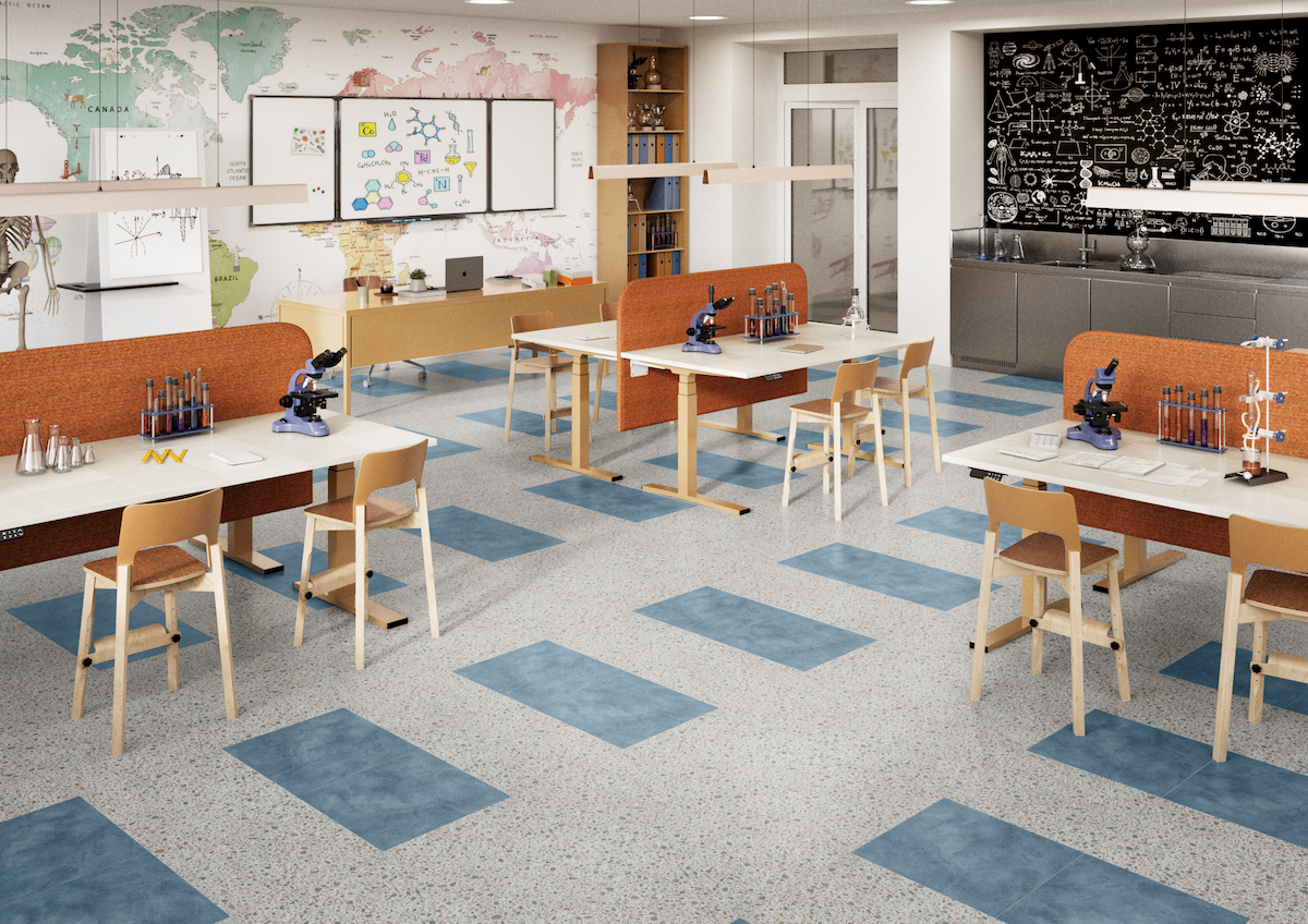 science lab with LVT flooring