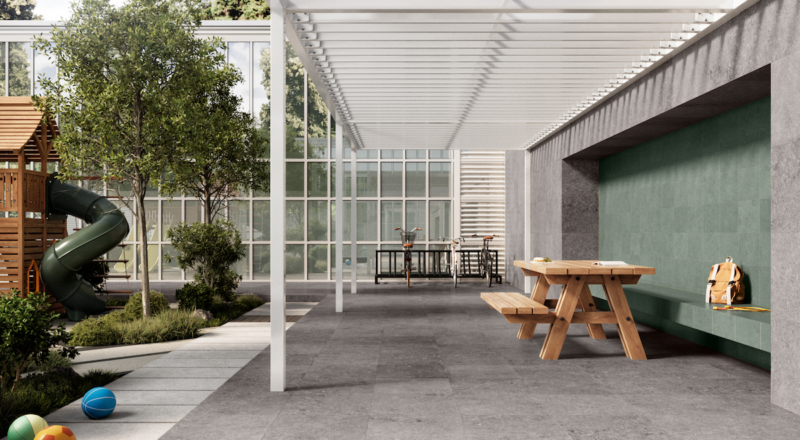Crossville tile in school outdoor area