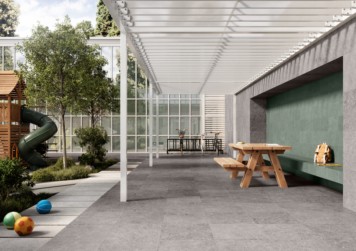 Crossville tile in school outdoor area