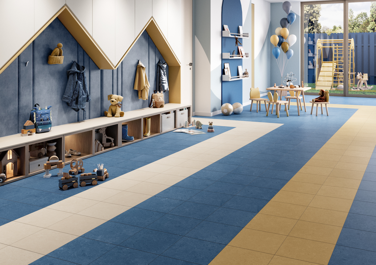Crossville tile in school classroom, walls and floors