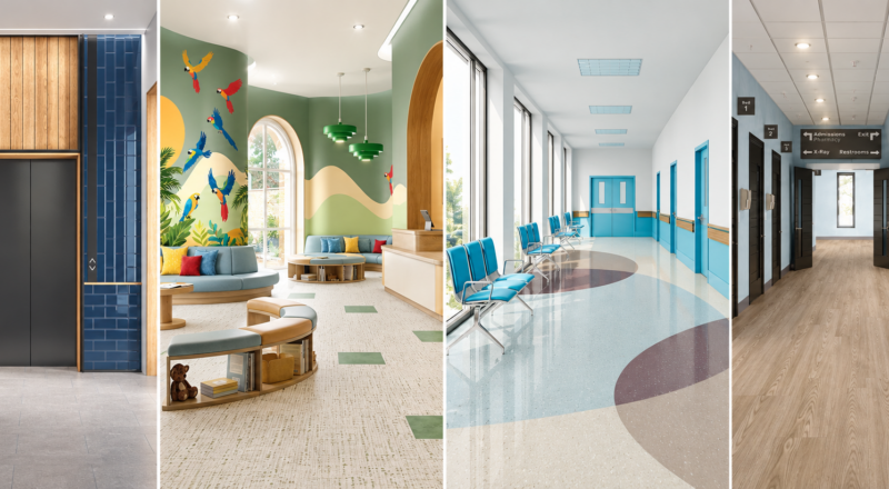 Healthvcare surfaces -tile, homogeneous sheet and LVT