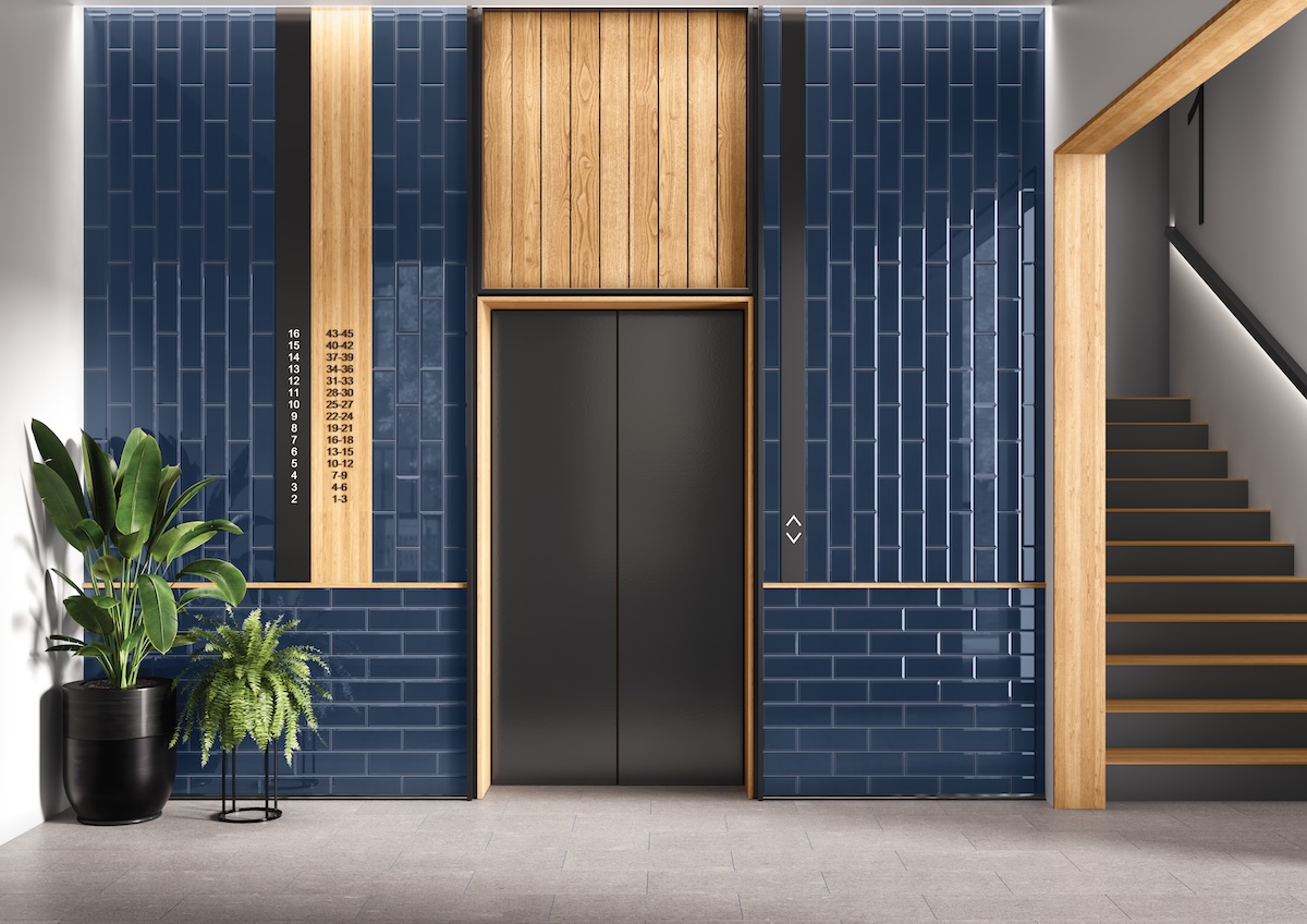 CRossville Color Perspectives on medical center elevator banks walls