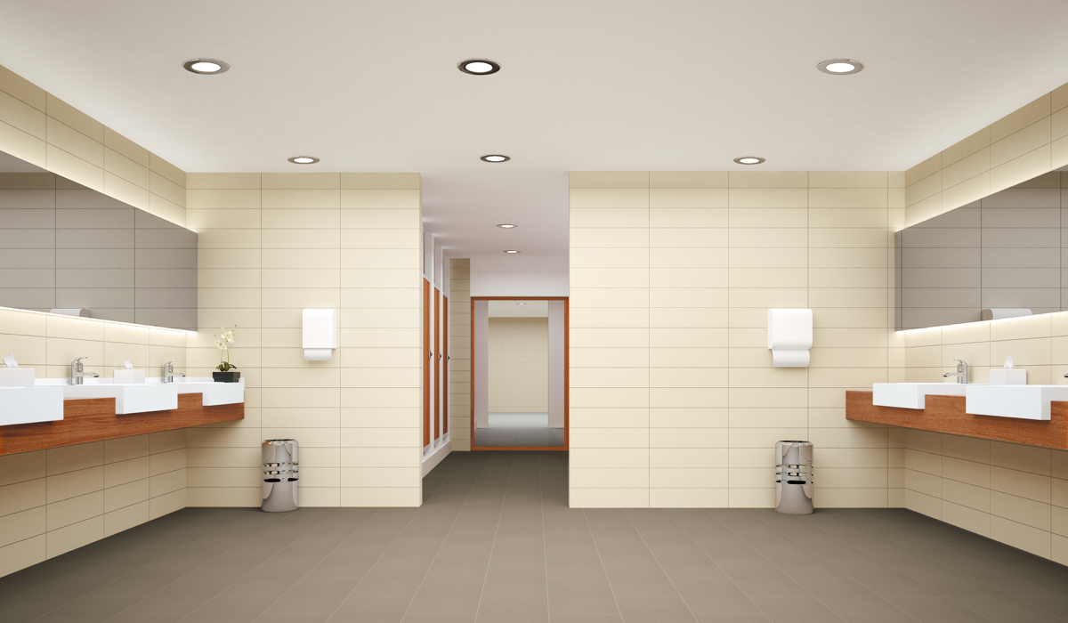 Crossville porcelain tile on hospital restroom floor and wall