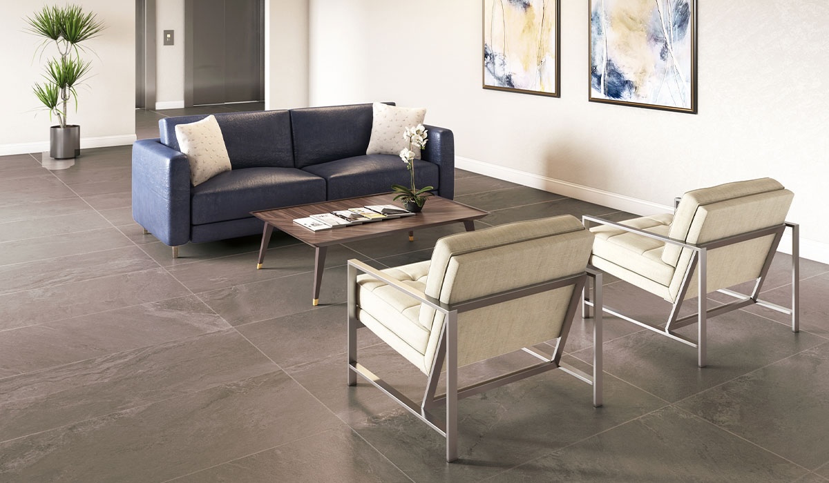 Owen Stone porcelain tile on lobby floor