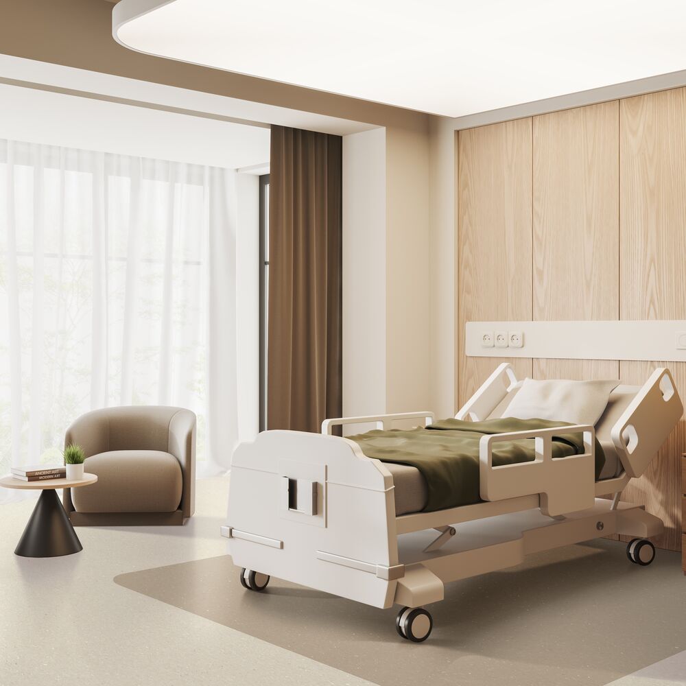 MedinTone homogeneous sheet flooring in hospital patient room