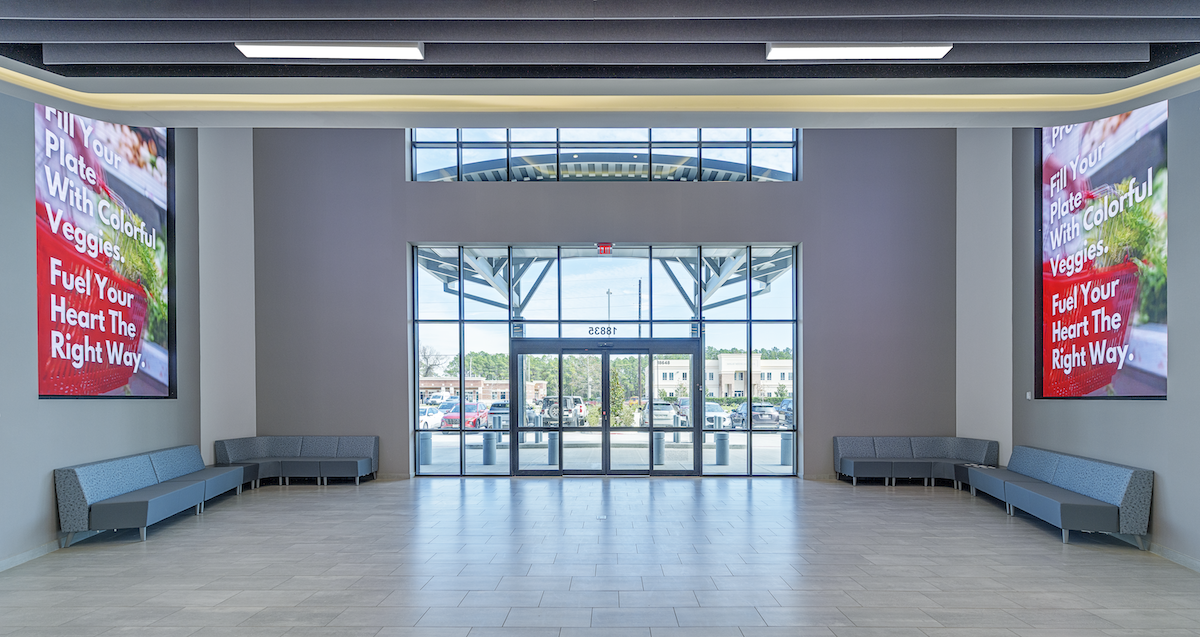 Modern Heart & Vascular lobby/entrance with Crossville Native Metal on floor